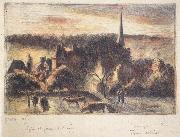 Camille Pissarro Church and farm at Eragny-sur-Epte oil painting picture wholesale